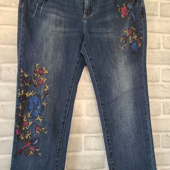 Sundance Magnolia Hand Painted Straight Leg Jeans 29 Boho Feminine - Picture 10 of 11